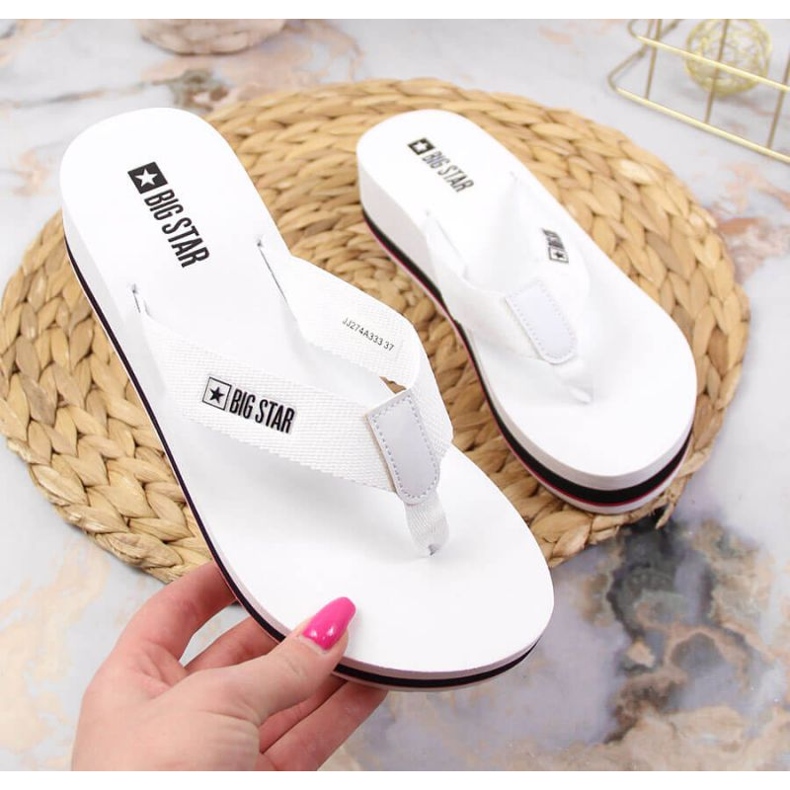 Flip-flops on the Big Star W JJ274A333 wedge heel white 3