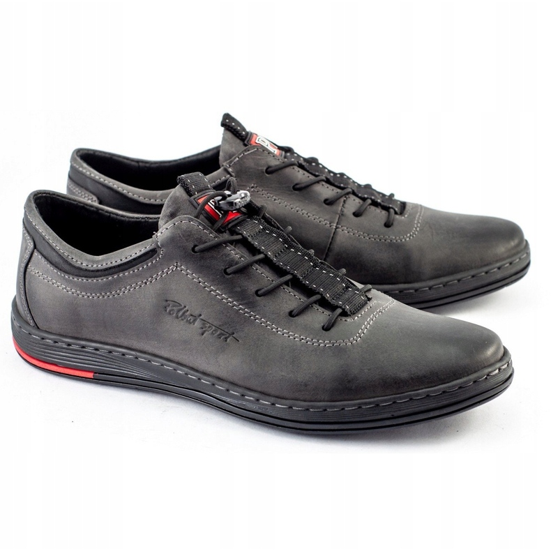 Polbut Men's leather casual shoes K23 gray grey 1