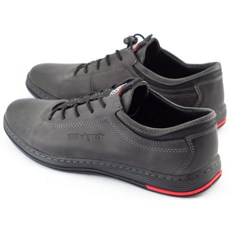 Polbut Men's leather casual shoes K23 gray grey 3