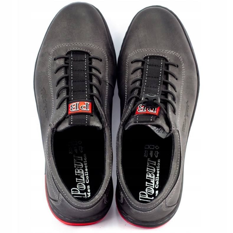 Polbut Men's leather casual shoes K23 gray grey 4