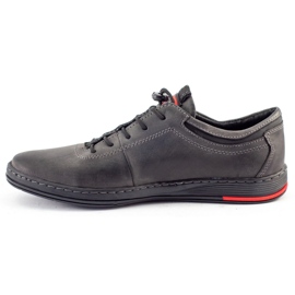 Polbut Men's leather casual shoes K23 gray grey 5