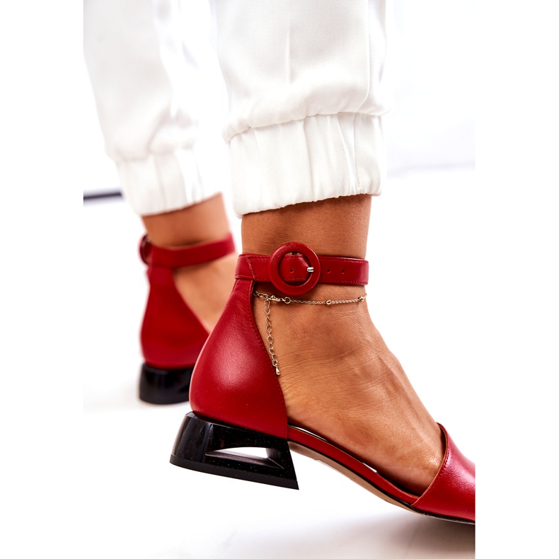Leather Sandals On High Heel Laura Messi 2143 Red 1