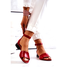Leather Sandals On High Heel Laura Messi 2143 Red 2