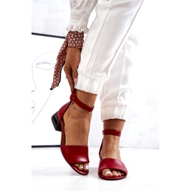 Leather Sandals On High Heel Laura Messi 2143 Red 3