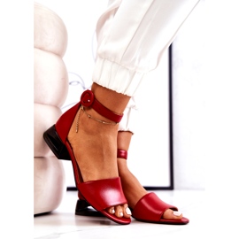Leather Sandals On High Heel Laura Messi 2143 Red 5