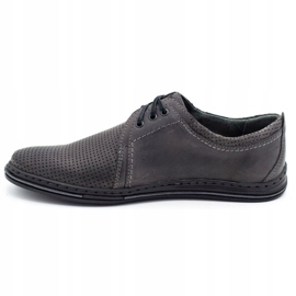 Polbut Men's leather shoes 343p Perforated gray grey 1