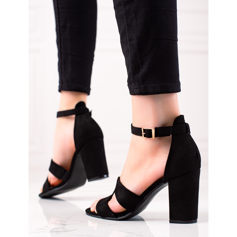 Evento Suede high-heeled sandals black 1