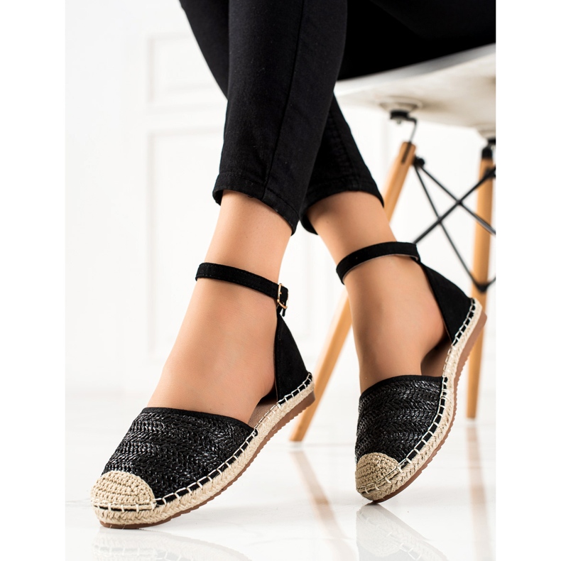 Anesia Paris Braided Espadrilles With Buckle black 2