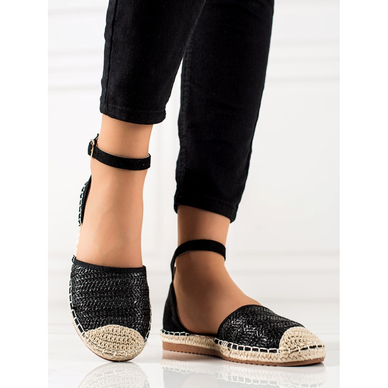 Anesia Paris Braided Espadrilles With Buckle black 1