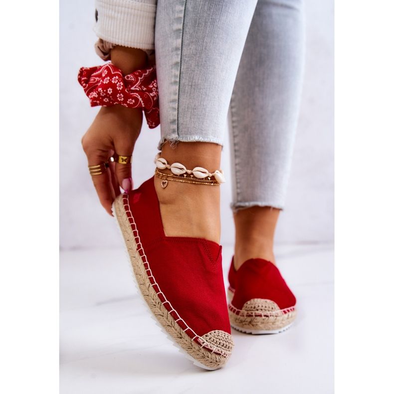Red Espadrilles On A Braided Sole Big Star HH274494 1
