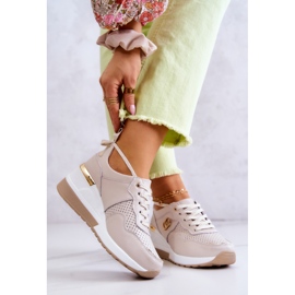 S.Barski Women's Leather Sport Shoes Sneakers Beige Loissa 2