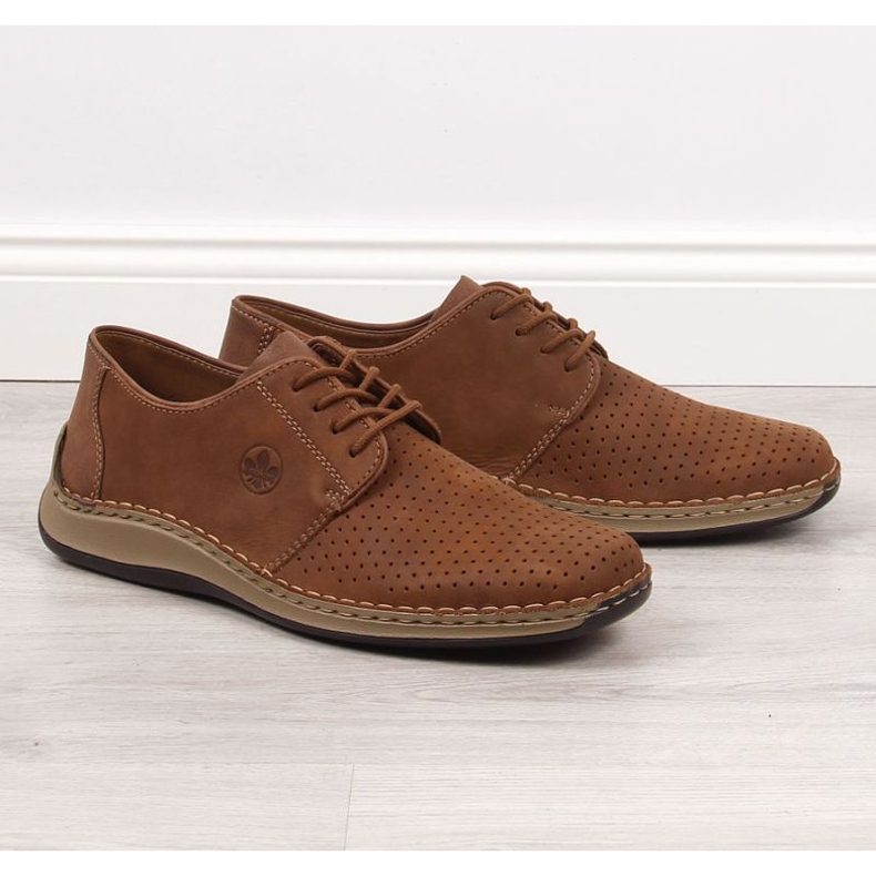 Openwork leather shoes Rieker M RKR528 brown 1