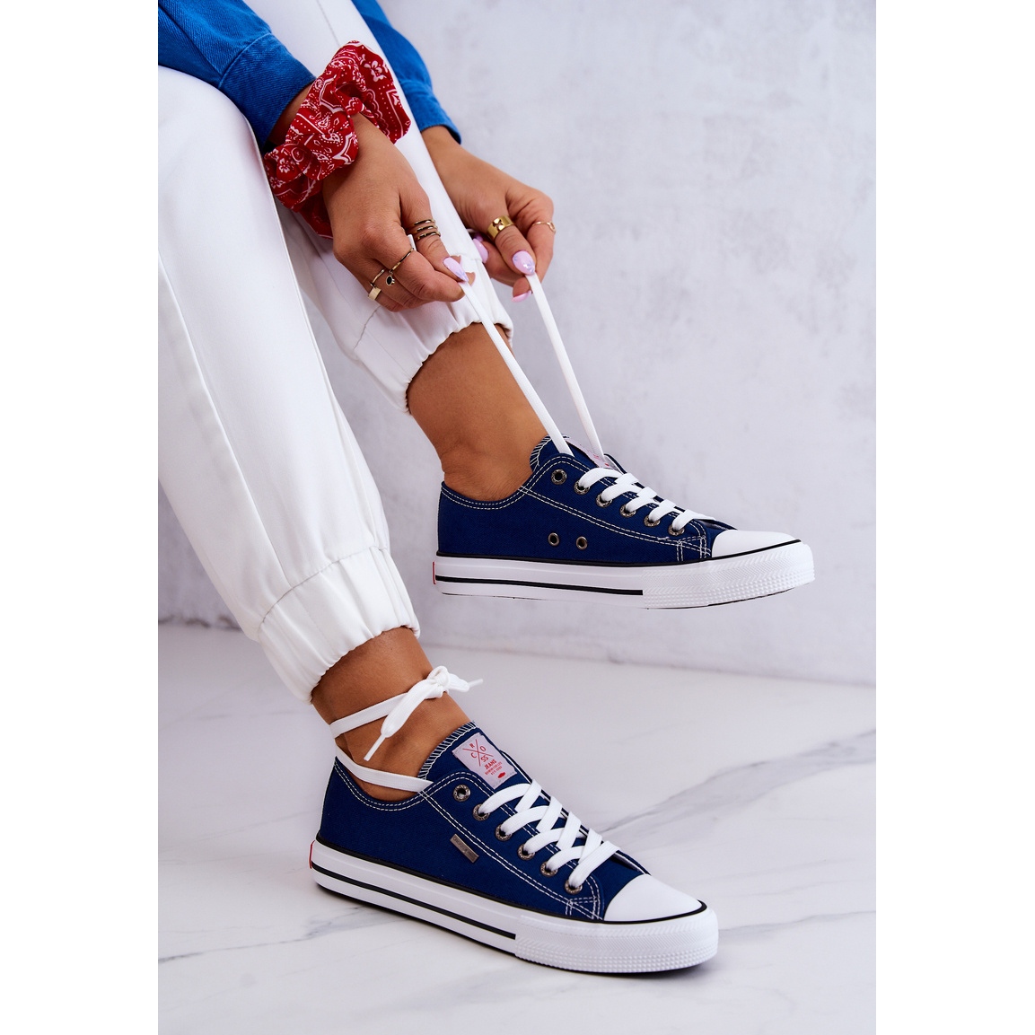 Women s Classic Cross Jeans Sneakers Navy Blue