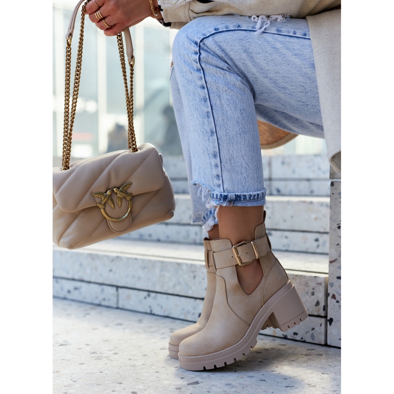 FE1 Leather Booties Cut Out Belt Dark beige Rosanne 1 FE1 Leather Booties Cut Out Belt Dark beige Rosanne 1