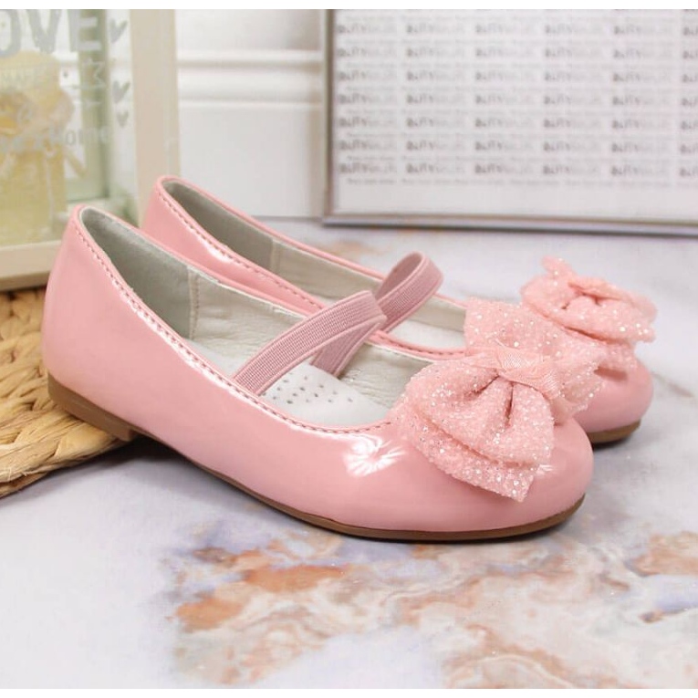 Ballerinas with elastic band S. Barski W OLI154B pink 2