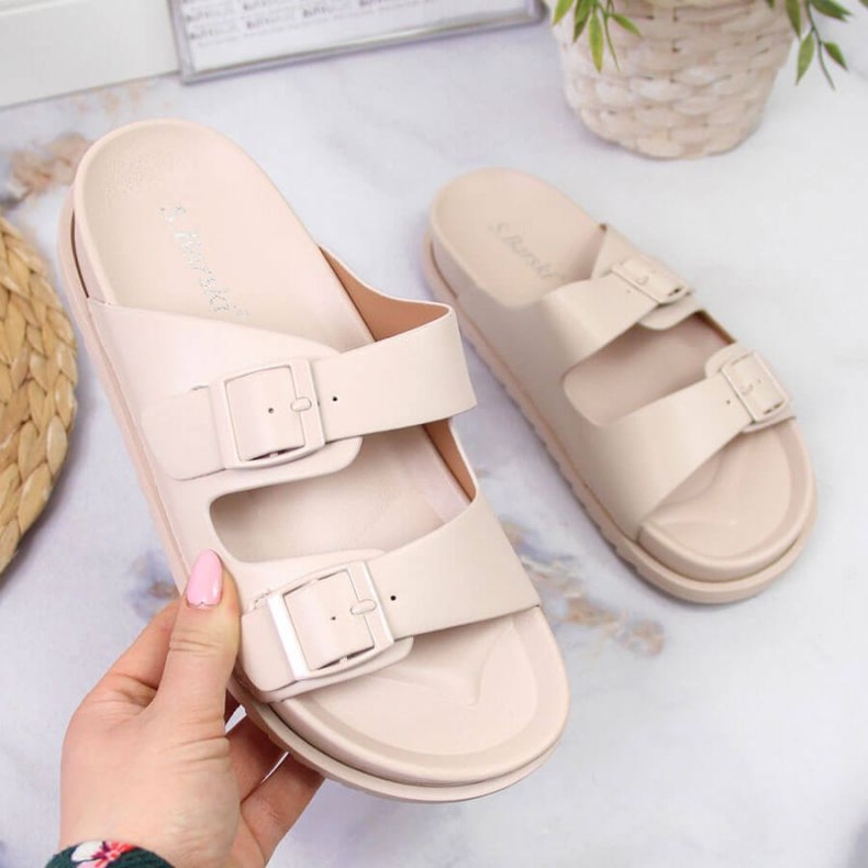 Rubber slippers with buckles S. Bararski W OLI157A beige 1