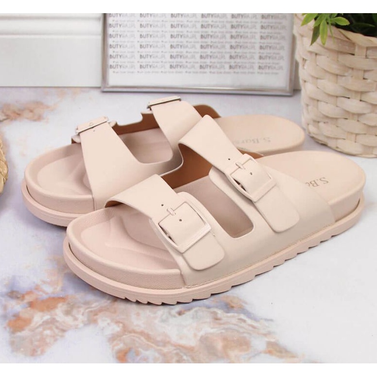 Rubber slippers with buckles S. Bararski W OLI157A beige 2