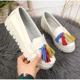 Leather loafers with fringes Filippo W PAW327B white 1
