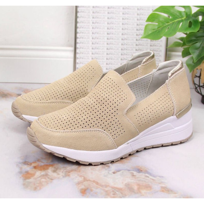 Leather openwork sneakers Filippo W PAW333A beige 2