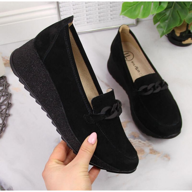 Leather shoes with chain Filippo W PAW337A black 1 Leather shoes with chain Filippo W PAW337A black 1