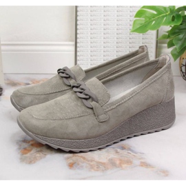 Leather shoes with chain Filippo W PAW337B gray grey 2