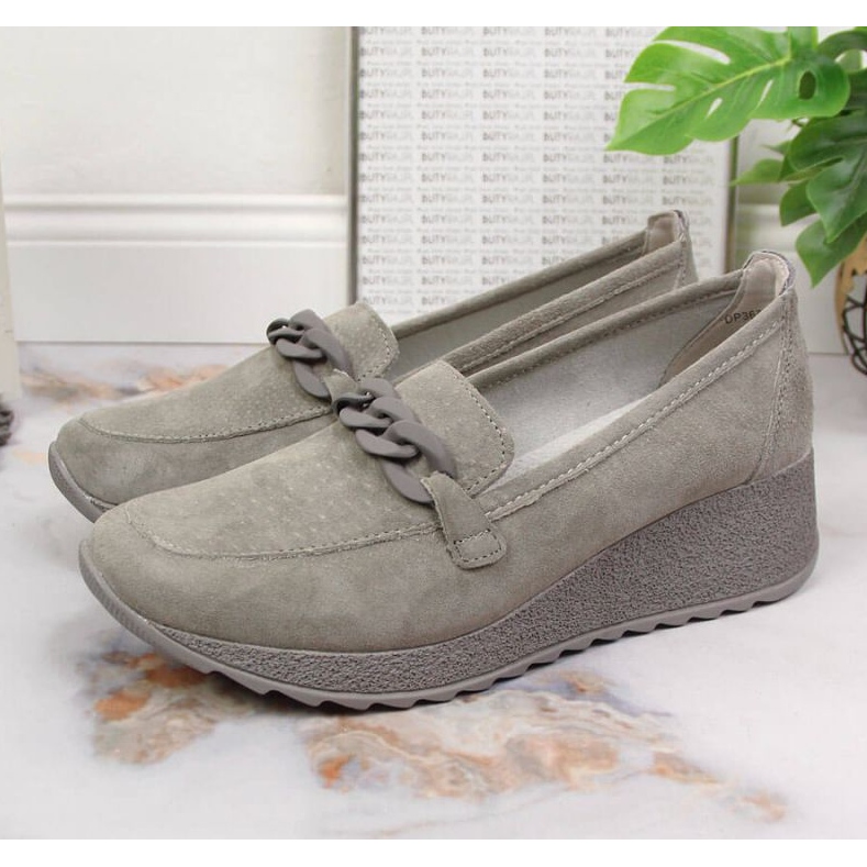 Leather shoes with chain Filippo W PAW337B gray grey 2