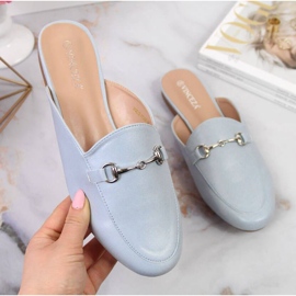 Built-up slippers with Vinceza ornament W JAN103A blue 1