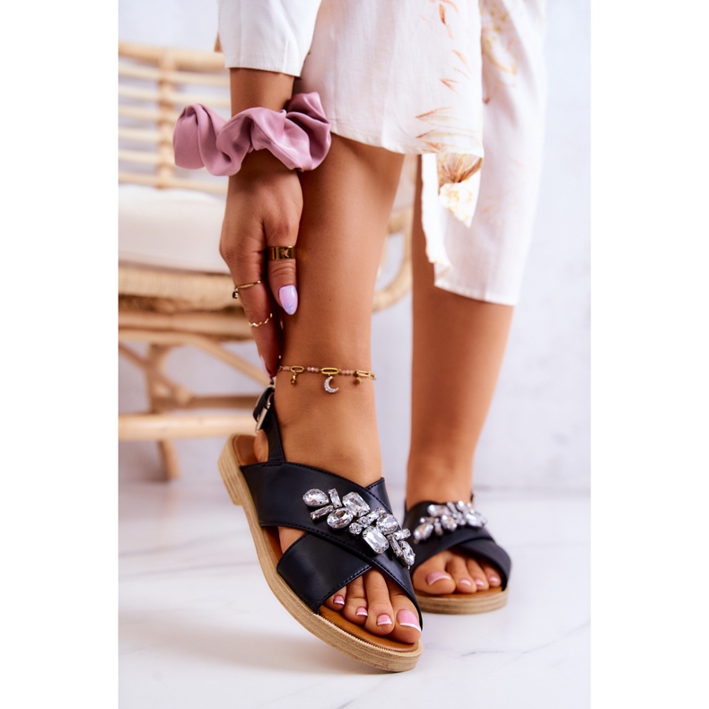 FW1 Comfortable Women's Sandals With Black Irvine Decoration 1