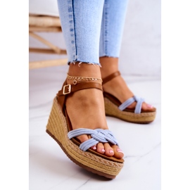 FB2 Fashionable Sandals On A Wedge Blue Roseville 1