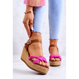 FB2 Fashionable Wedge Sandals Fuchsia Roseville pink 1