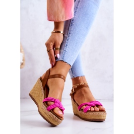 FB2 Fashionable Wedge Sandals Fuchsia Roseville pink 2