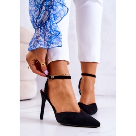 FB2 Kharen Black Suede Buckle Heels 1