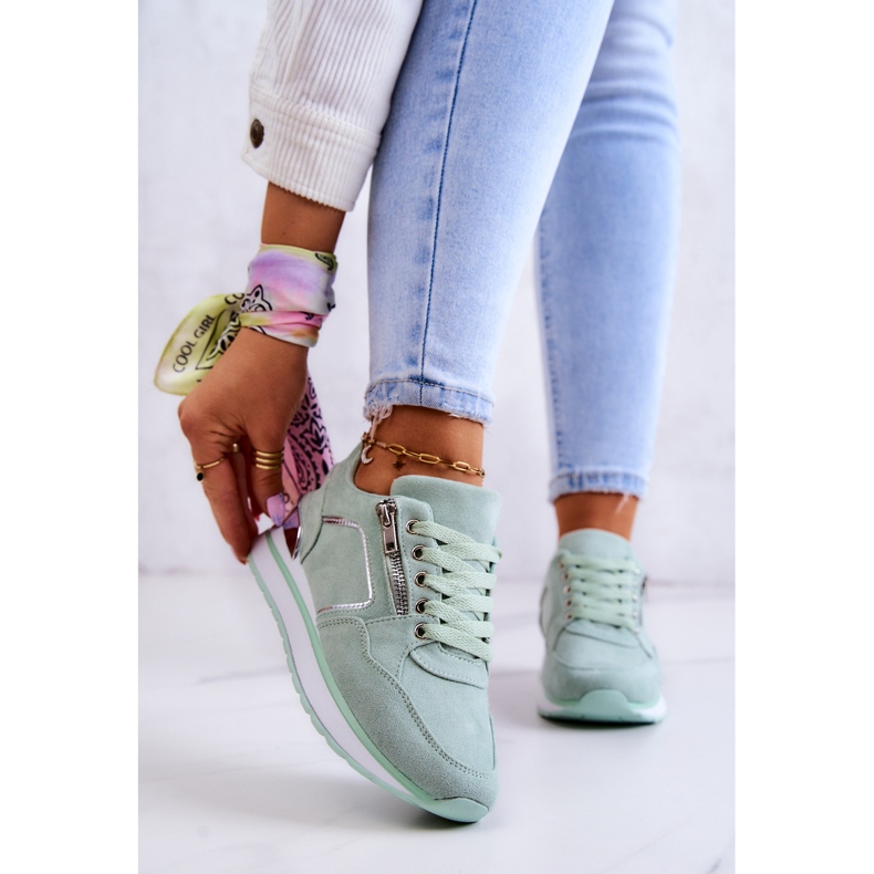 FB2 Suede Sport Shoes On A Light Green Riverside Platform 2