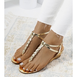 Golden open wedge sandals Rebeka 1