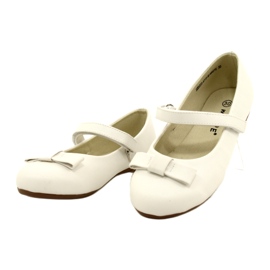 White ballet flats with a Velcro bow 2