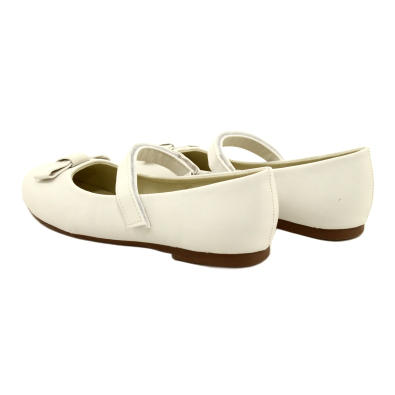 White ballet flats with a Velcro bow 5