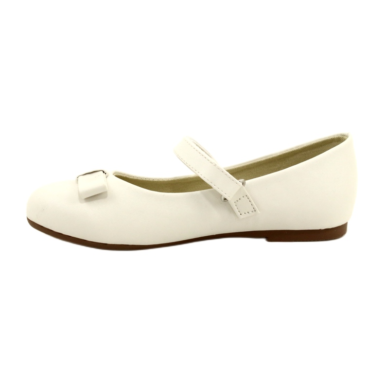 White ballet flats with a Velcro bow 1