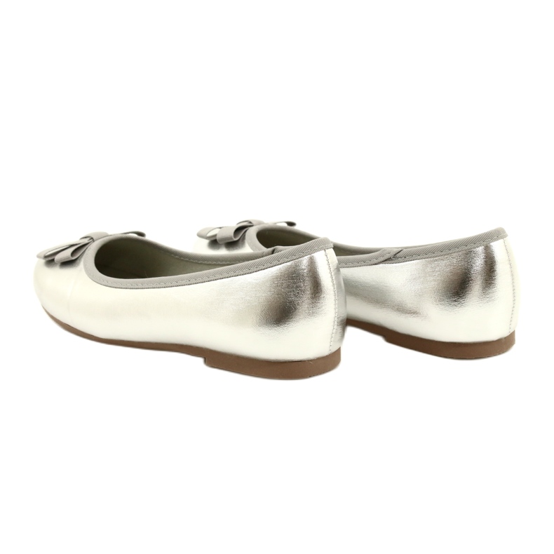 Miss Girls' metallic ballerinas with a silver bow 8 Miss Girls' metallic ballerinas with a silver bow 8