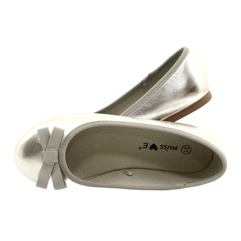 Miss Girls' metallic ballerinas with a silver bow 7 Miss Girls' metallic ballerinas with a silver bow 7