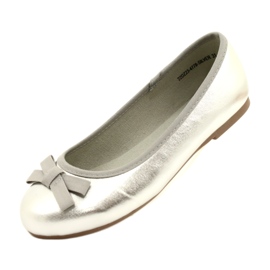 Miss Girls' metallic ballerinas with a silver bow 6 Miss Girls' metallic ballerinas with a silver bow 6