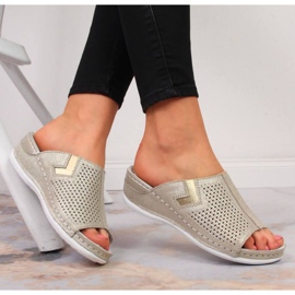 Leather wedge slippers S. Barski W OLI163B golden 2