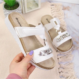 Velcro flip-flops with chain glossy Inblu W ARC11 white 1