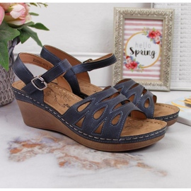 Wedge sandals Jezzi W EVE350B navy blue 2