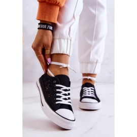 Women's Black Venture fabric sneakers with openwork 1