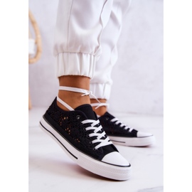 Women's Black Venture fabric sneakers with openwork 2