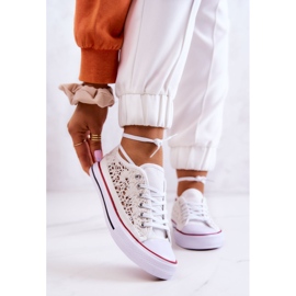 Women's White Venture openwork sneakers 1