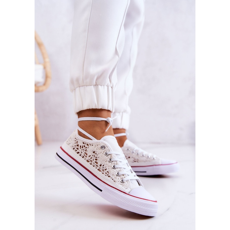 Women's White Venture openwork sneakers 2