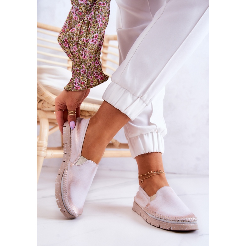 Women's Leather Slip-On Shoes Maciejka 03512-28 Light pink 2