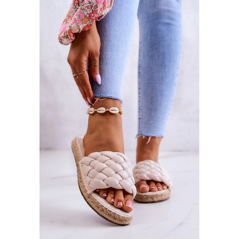 Leather Braided Slippers Big Star JJ274922 Beige 1 Leather Braided Slippers Big Star JJ274922 Beige 1