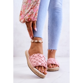 Leather Braided Slippers Big Star JJ274921 Pink 1